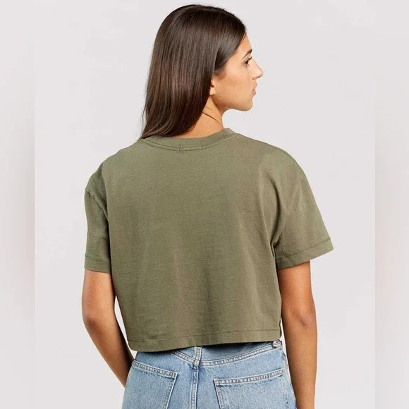 Nuuds Vintage Cotton Cropped Tee in Olive - M - Picture 2 of 6